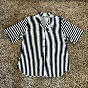 Vintage Striped Button Down Shirt - Black and White